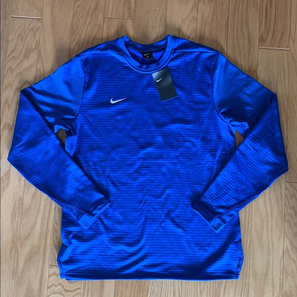 NEW Nike Men Therma Modern Long Sleeve Shirt Blue - Picture 1 of 7